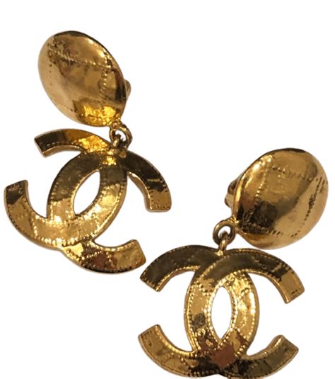 chanel gold link logo earring|Chanel earrings real gold.